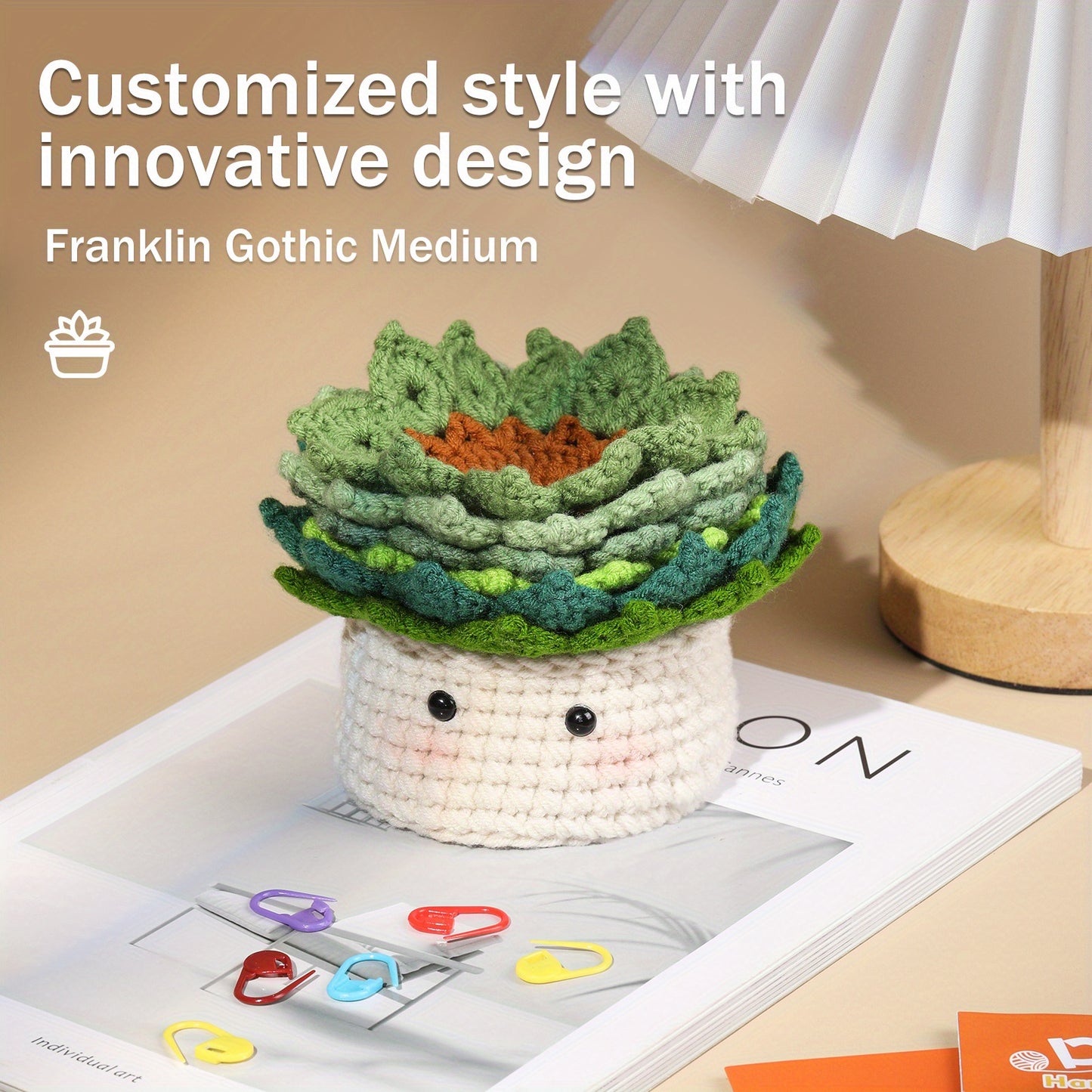 Crochet Kit for Beginners, Plant Cup Coaster Crochet Starter Kit, Crochet Beginner Kit Crochet Sets with Step-by-Step Instruction Yarn Crochet Hooks for Adults DIY Crafts