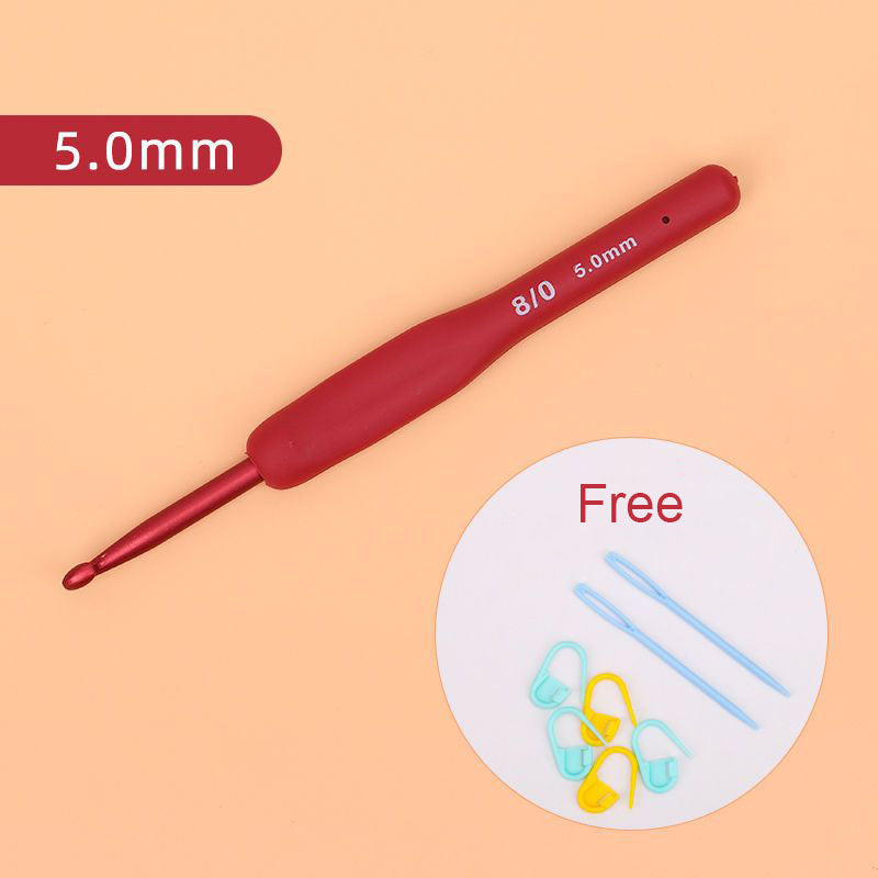 AA Red Ergonomic Handle Crochet Hook Set Stainless Steel Knitting Needles for Yarn, Sweaters, Scarves, and Slippers