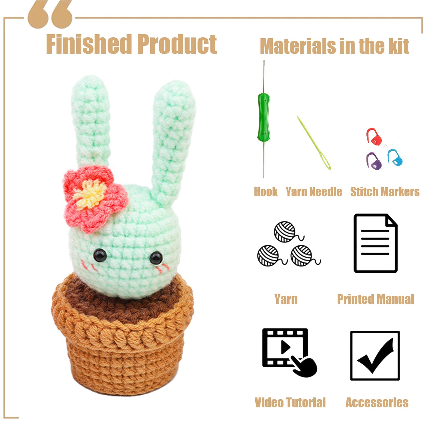 New Arrival: DIY Crochet Material Kit for Beginners - Create Your Own Cactus and Succulent Potted Plants