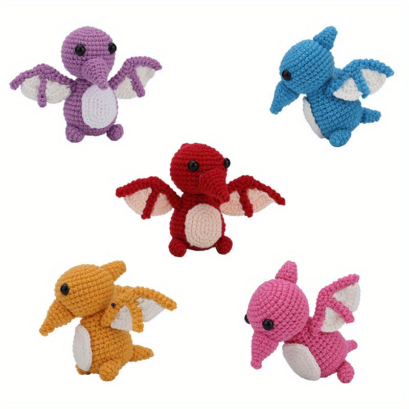 Crochet Materials Kit Tutorial Kit Pterosaur Yarn Doll Parent-Child DIY Handicraft English Instruction Manual