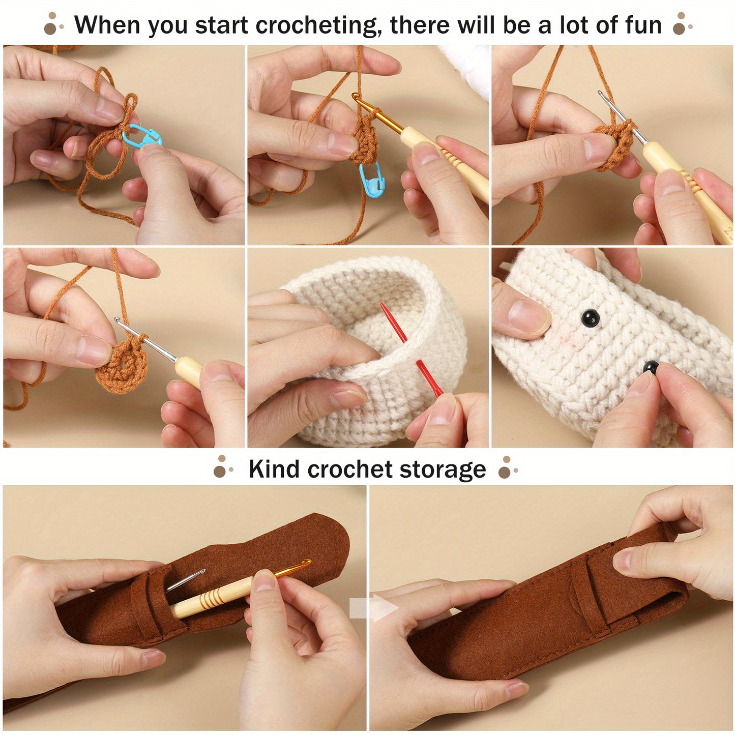 Crochet Kit for Beginners, Plant Cup Coaster Crochet Starter Kit, Crochet Beginner Kit Crochet Sets with Step-by-Step Instruction Yarn Crochet Hooks for Adults DIY Crafts