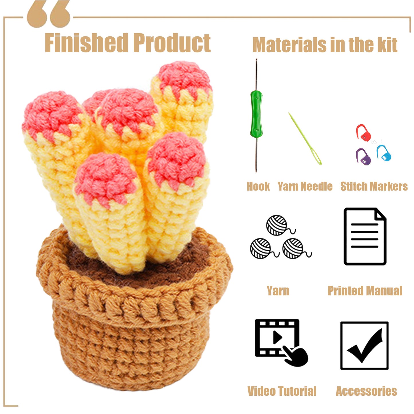 New Arrival: DIY Crochet Material Kit for Beginners - Create Your Own Cactus and Succulent Potted Plants