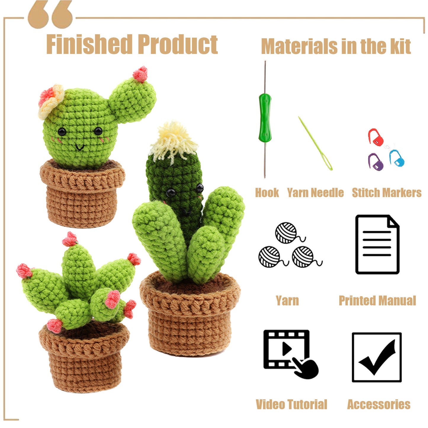 New Arrival: DIY Crochet Material Kit for Beginners - Create Your Own Cactus and Succulent Potted Plants