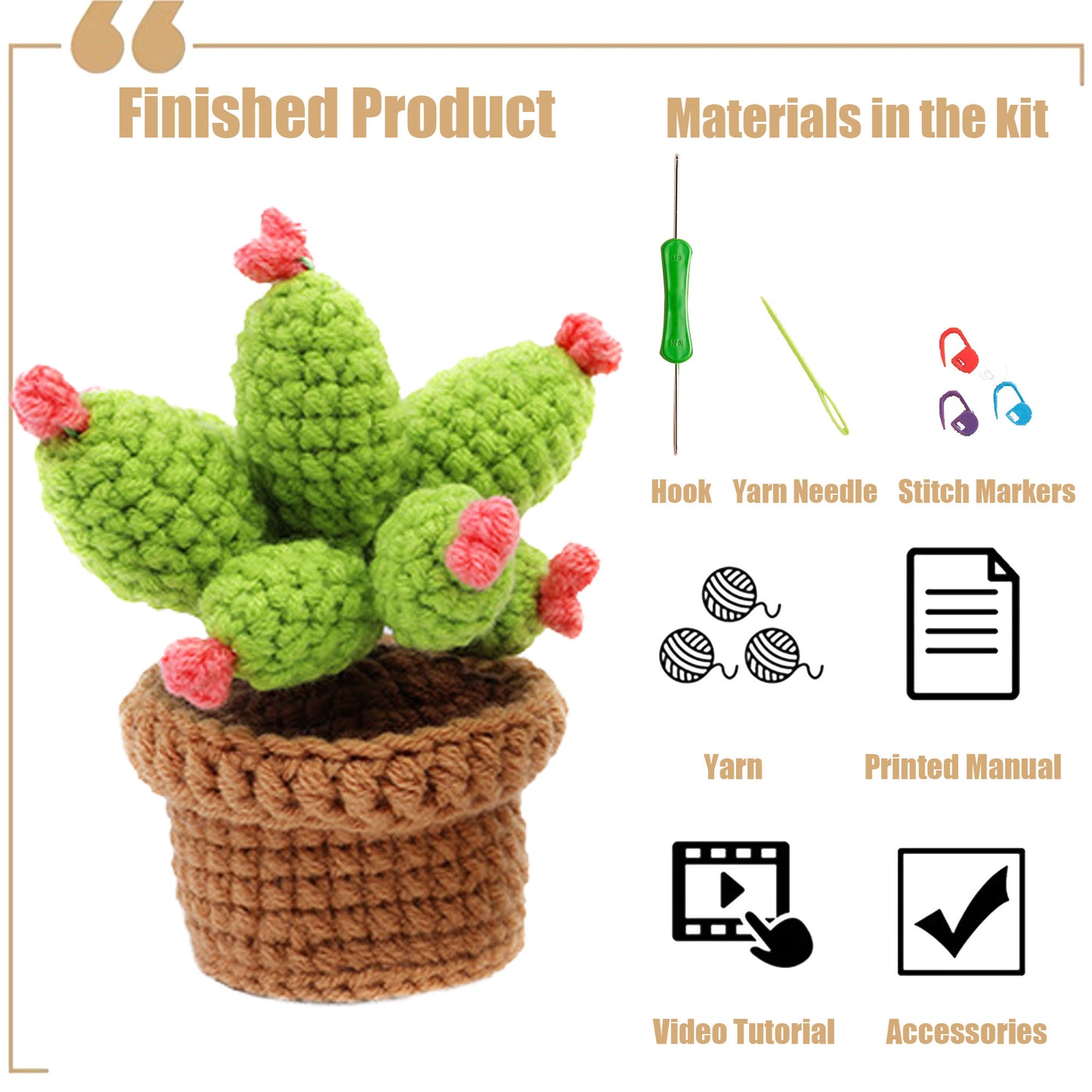 New Arrival: DIY Crochet Material Kit for Beginners - Create Your Own Cactus and Succulent Potted Plants