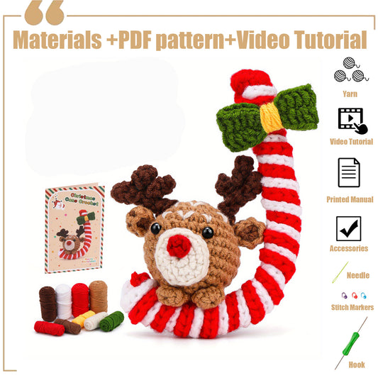 Crochet Kit for Beginners, Amigurumi Christmas f Crochet Starter Kit, Crochet Beginner Kit Christmas Crochet Sets with Step-by-Step Instruction Yarn Crochet Hooks for Adults DIY Crafts