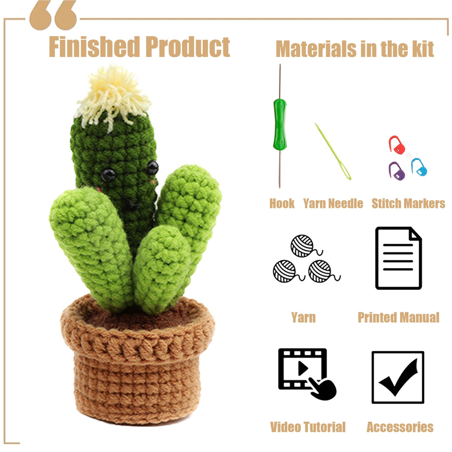 New Arrival: DIY Crochet Material Kit for Beginners - Create Your Own Cactus and Succulent Potted Plants