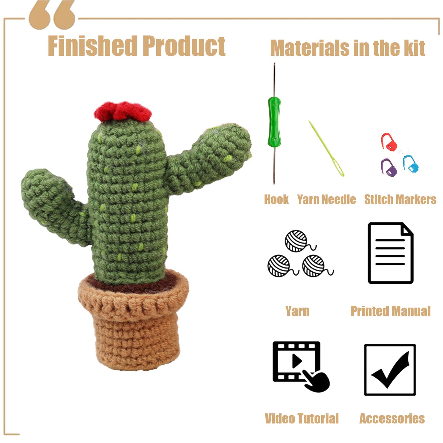 New DIY Handmade Crochet Material Kit - Mini Potted Flowers Yarn, Crochet Hooks, Small Flower Pots, Decorative Items, Artificial Sunflowers