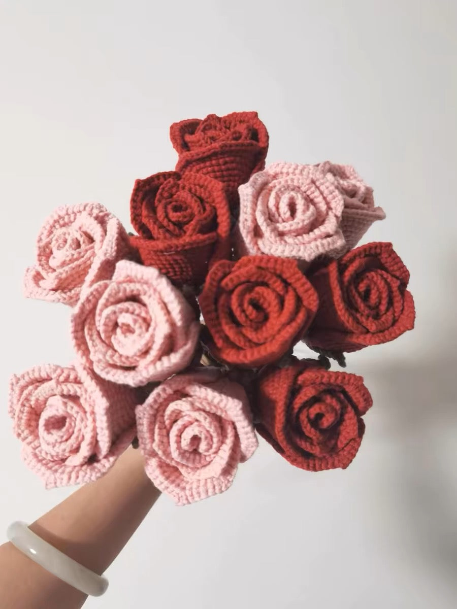 ONE FLOWER Finished Crochet Handcrafted Crochet Rose Bouquet, Gift Idea,Home Decor,Mom Gifts, Housewarming Girlfriend Gifts