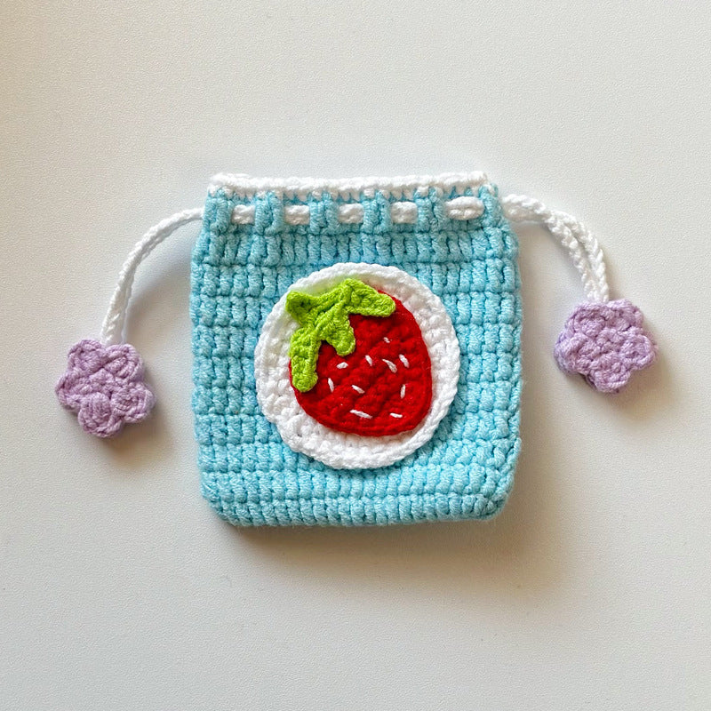 AA Handcrafted Yarn Pouch, Earphone Pouch, Cartoon Coin Wallet with Drawstring, Perfect for Carrying Lipstick and Small Items