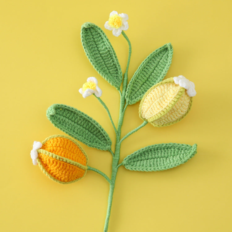 Creative Handcrafted Crocheted Fruit Flower Branches: Fruit Bouquet with Banana, Durian, Grapes, Loquat, and Starfruit