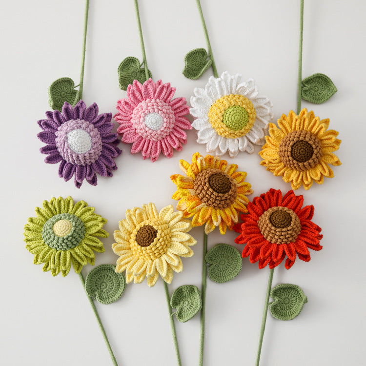 Handcrafted Double-Layered Sunflower Bouquet with 36 Petals - Ready-Made, Hand-Crochet, Eternal Flowers for Teacher's Day and Graduation Season