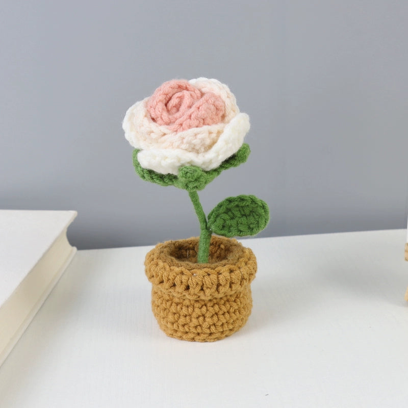 Crochet Sunflower Yarn Bouquet - Small Potted Handmade Forever Flower for Gifts & Decoration