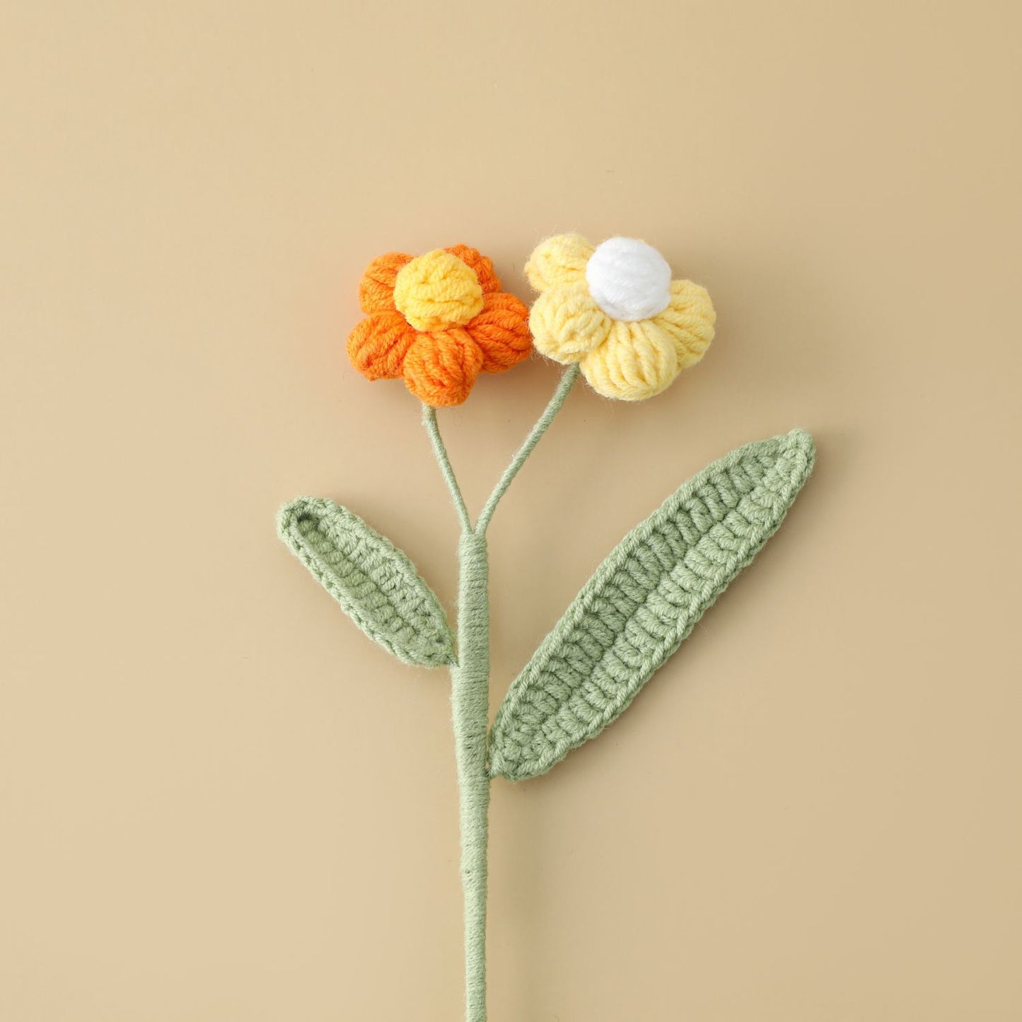 Trendy Instagram-style Double-Headed Yarn Crochet Puff Flower, Ready-Made Flower Branch, Planting Material, Art Flower Basket, Flower Arrangement, Birthday Gift