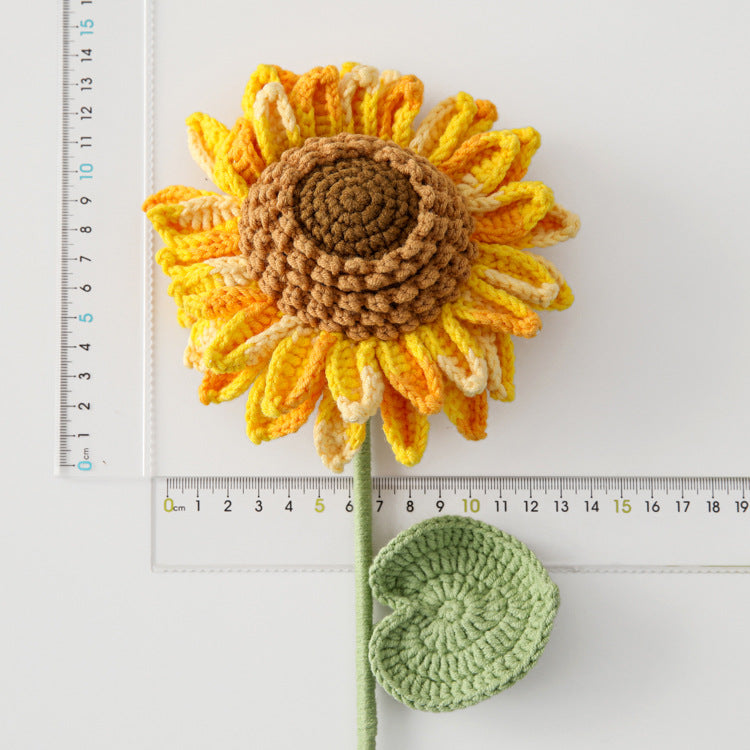 Handcrafted Double-Layered Sunflower Bouquet with 36 Petals - Ready-Made, Hand-Crochet, Eternal Flowers for Teacher's Day and Graduation Season