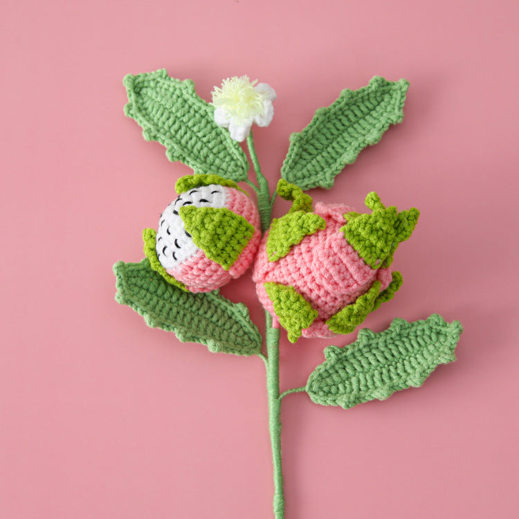 Creative Handcrafted Crocheted Fruit Flower Branches: Fruit Bouquet with Banana, Durian, Grapes, Loquat, and Starfruit