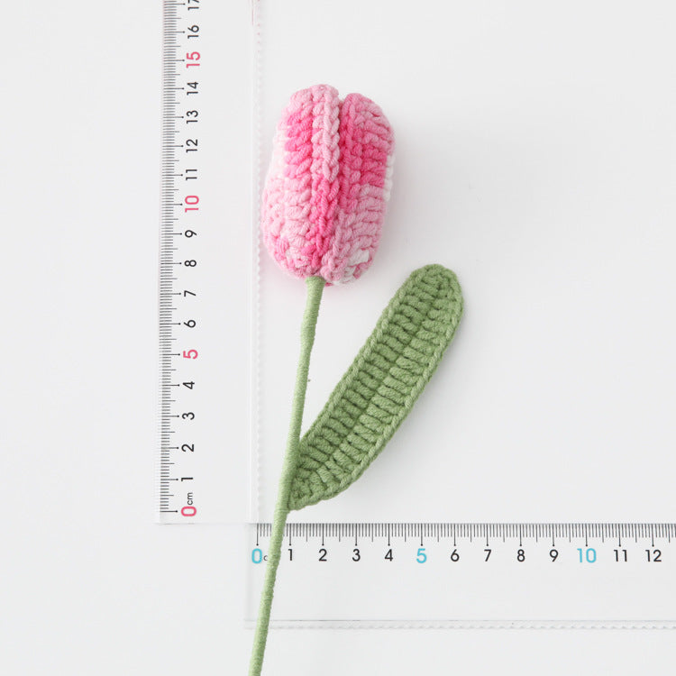 Fashionable Bouquet, Crocheted Gradient Tulip Flower Branches, Ideal for Photo Studios, Meetings, and Desktop Decorations