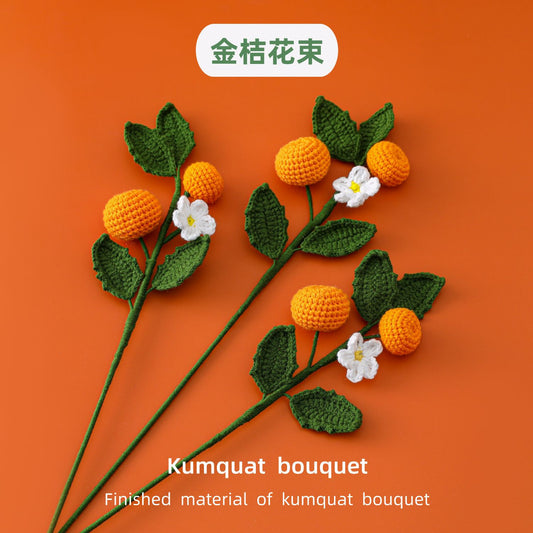 New Year Festival Wedding Celebration: Ready-Made Yarn Kumquat Flower Bouquet, Perfect for Living Room TV Cabinet Decoration and Handcrafted Artificial Plants