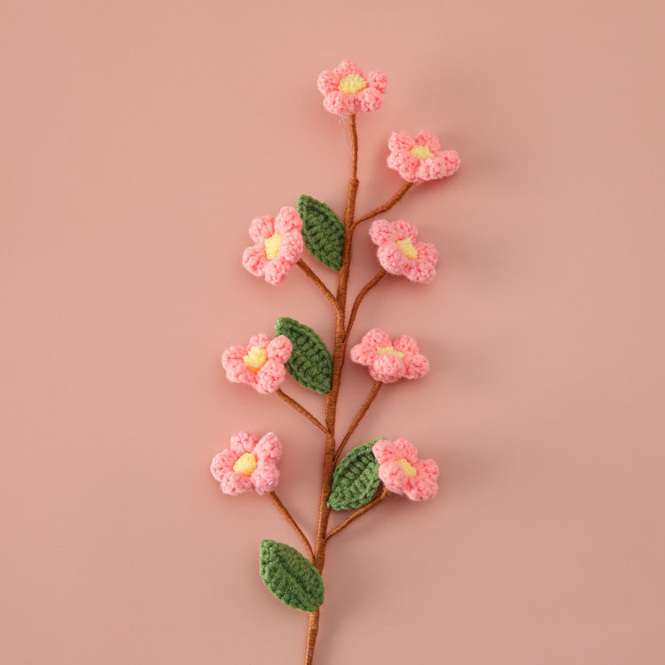 Peach and Plum Blossoms Abound: Crocheted Multi-Headed Peach Flower Branches - Perfect for Bring Luck, Capturing the Hearts of Young Girls, and Serving as Bridesmaid's Bouquets