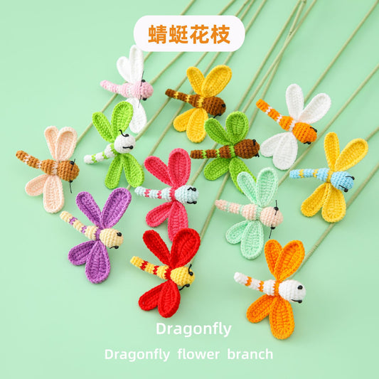 Summer Handcrafted Woven Flower and Dragonfly Flower Branches for Children, Perfect for Children's Day, Birthdays, and Cake Decorations