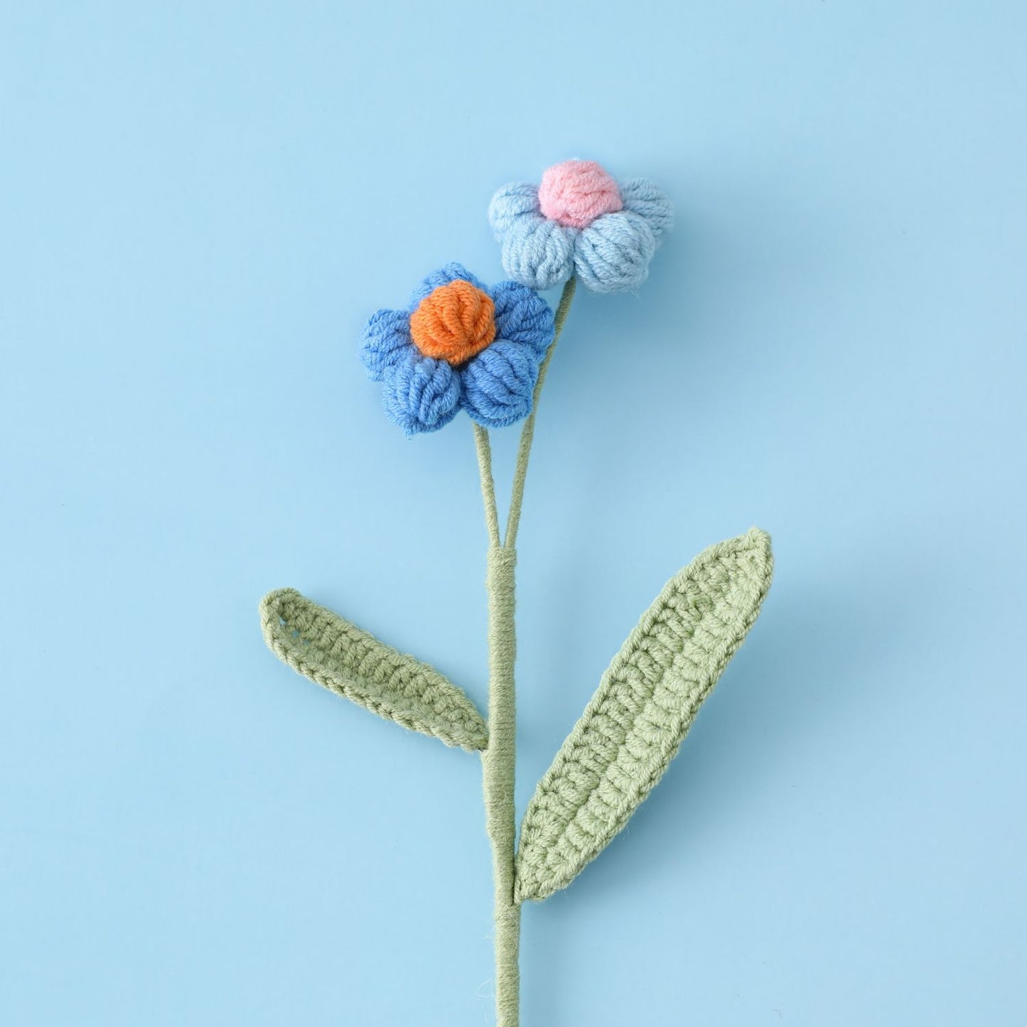 Trendy Instagram-style Double-Headed Yarn Crochet Puff Flower, Ready-Made Flower Branch, Planting Material, Art Flower Basket, Flower Arrangement, Birthday Gift