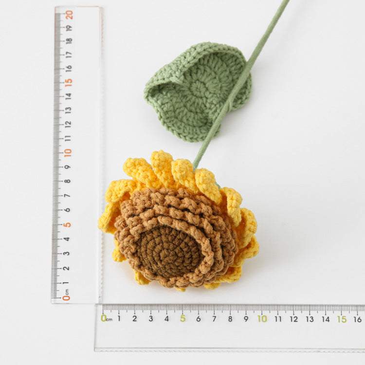 Flower Seed Sprout, 4-ply Yarn Bouquet with Sunflower and Coffee Orange Accents: Ideal for Gifting to Teachers, Elders, and College Style