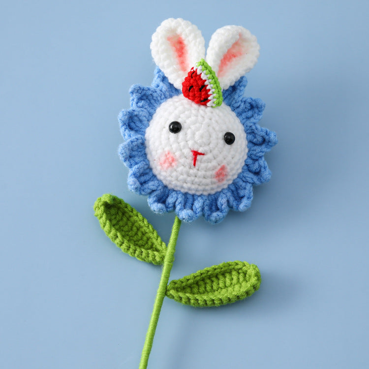 Children Birthday Souvenir Bouquet Gift- Crocheted Sunflower, Giant Rabbit, Fruits, Strawberries, Watermelons, and Carrots