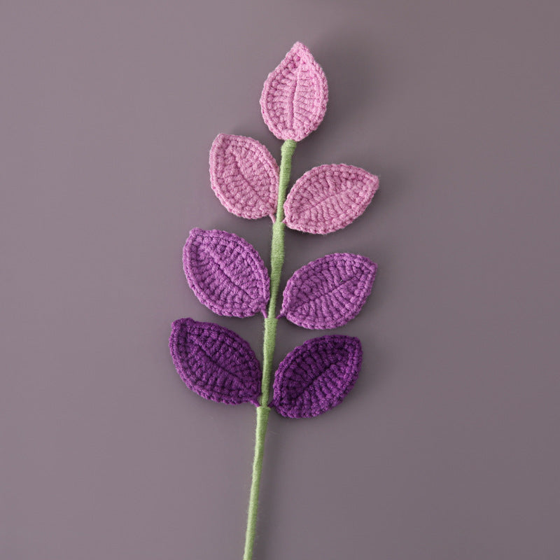 Stylish Home Decor, Crocheted Yarn-Woven Gradient Colored Leaf Flower Branch, Ideal for Decorating Stores, Showcases, and Shop Windows