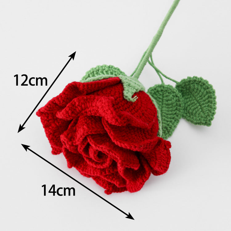 Finished Large-Sized Crochet Thai Rose Bouquet - Available in Four Sizes, Ideal as Everlasting Roses for Couples' Birthdays and Anniversaries