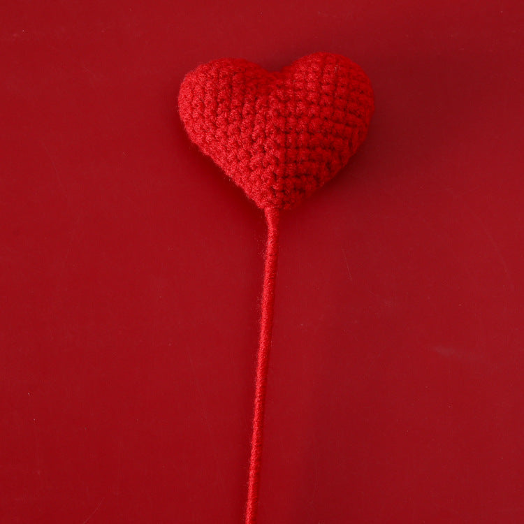 Crocheted Yarn Love Heart - Single Finished Piece, Ideal as a Birthday Gift, Match for DIY Bouquet Making, Perfect for Gifting to Your Girlfriend