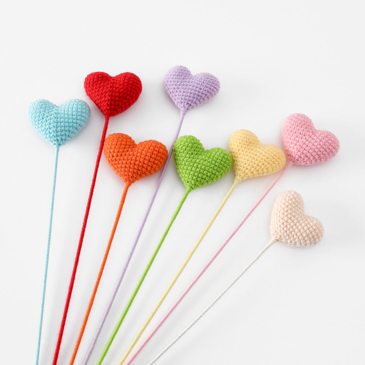 Crocheted Yarn Love Heart - Single Finished Piece, Ideal as a Birthday Gift, Match for DIY Bouquet Making, Perfect for Gifting to Your Girlfriend