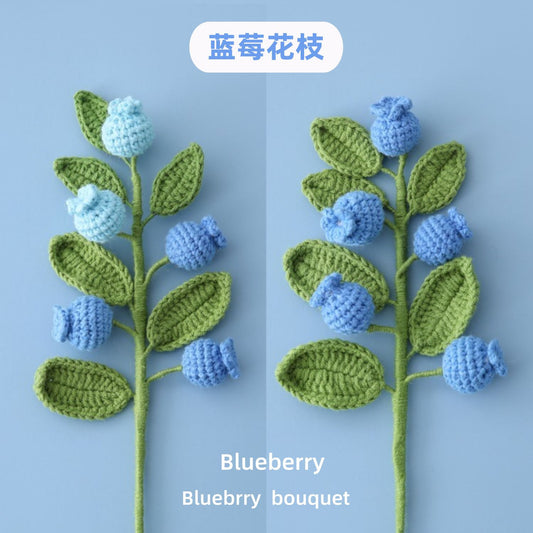 Fruit Bouquet with Woolen Blueberry Flower Branches, Ideal for Office Vase Floral Arrangements, Exuding a Sophisticated Artistic Style for Men and Women