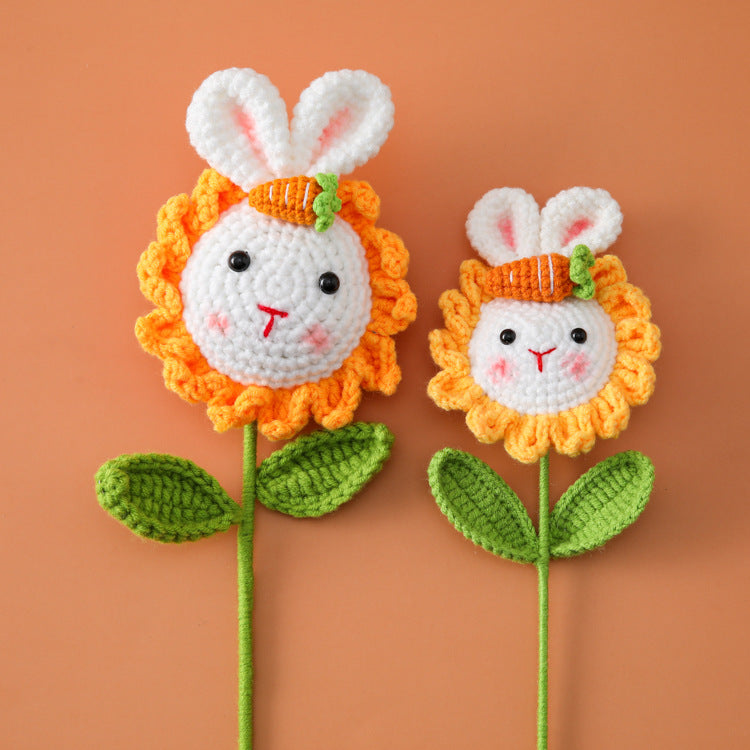 Children Birthday Souvenir Bouquet Gift- Crocheted Sunflower, Giant Rabbit, Fruits, Strawberries, Watermelons, and Carrots