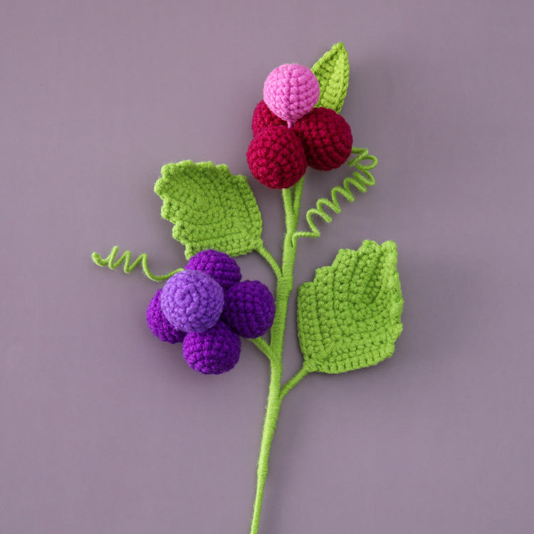 Creative Handcrafted Crocheted Fruit Flower Branches: Fruit Bouquet with Banana, Durian, Grapes, Loquat, and Starfruit