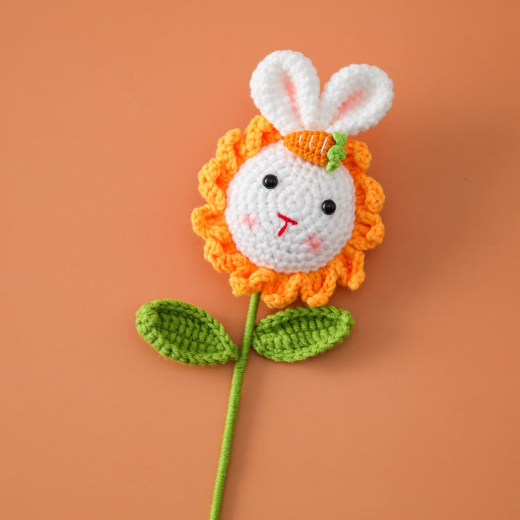 Children Birthday Souvenir Bouquet Gift- Crocheted Sunflower, Giant Rabbit, Fruits, Strawberries, Watermelons, and Carrots