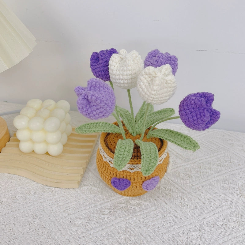 Crochet Sunflower Yarn Bouquet - Small Potted Handmade Forever Flower for Gifts & Decoration