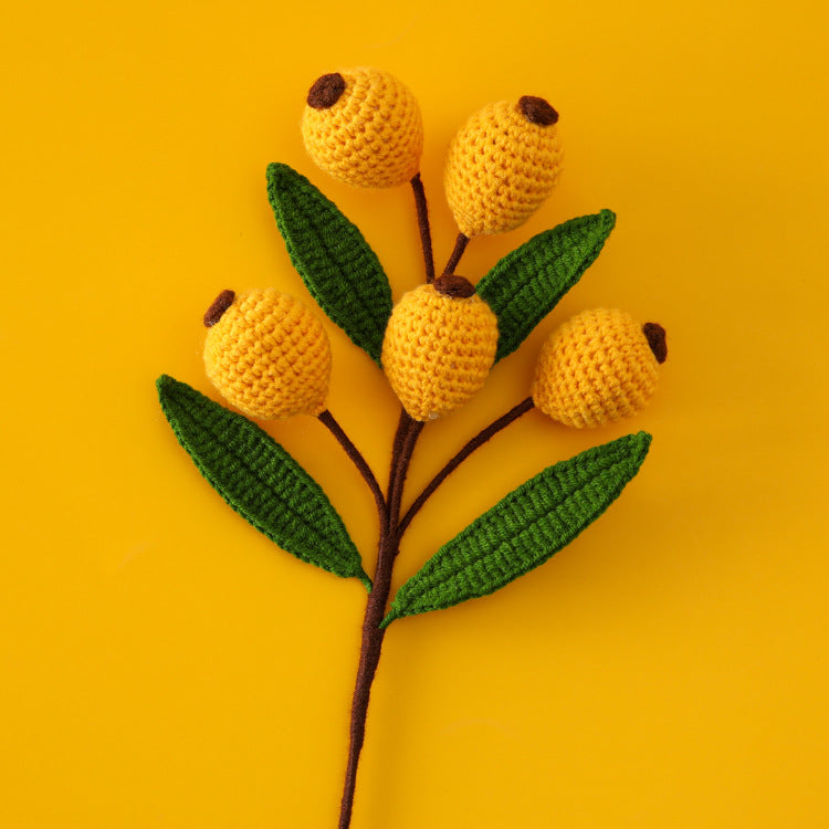 Creative Handcrafted Crocheted Fruit Flower Branches: Fruit Bouquet with Banana, Durian, Grapes, Loquat, and Starfruit