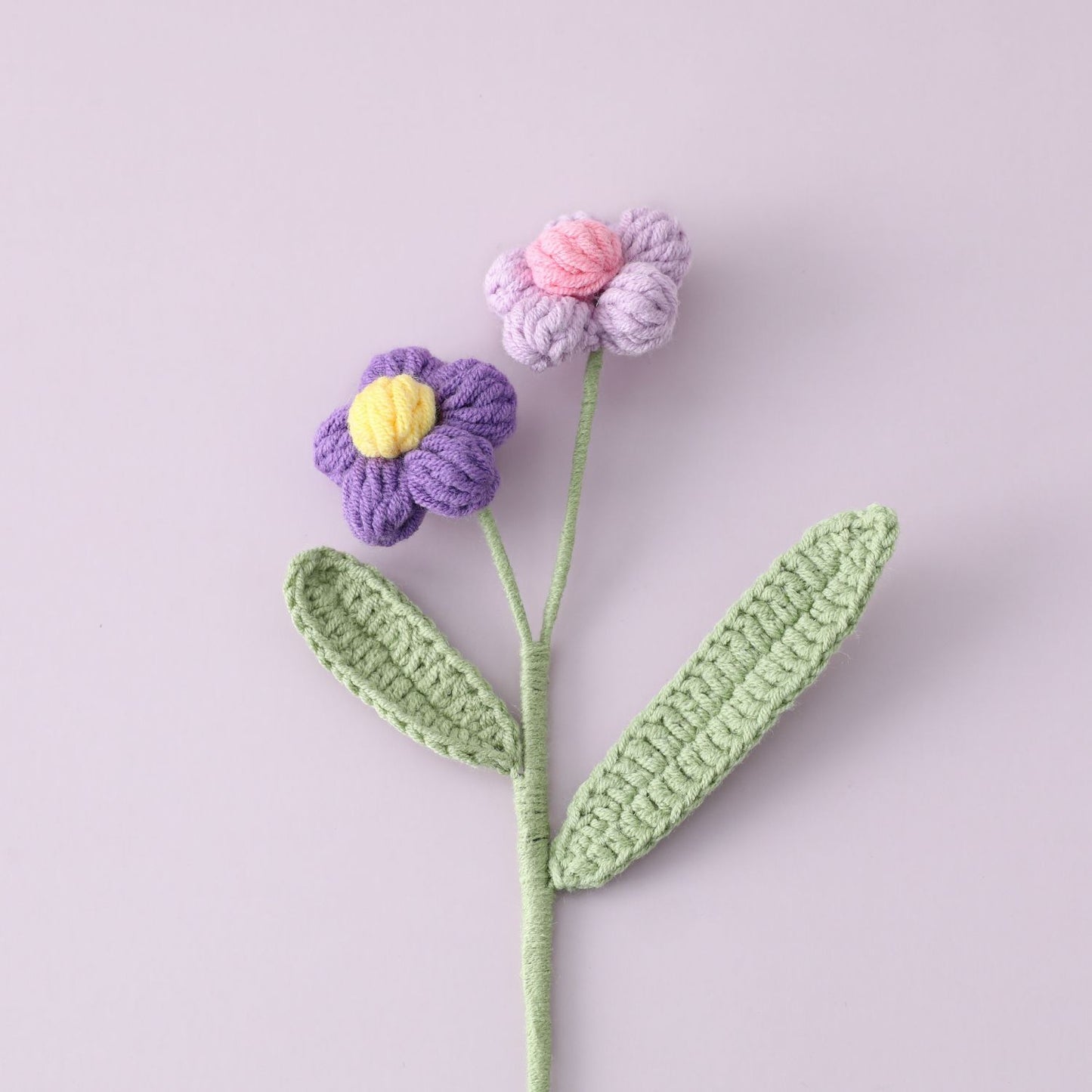 Trendy Instagram-style Double-Headed Yarn Crochet Puff Flower, Ready-Made Flower Branch, Planting Material, Art Flower Basket, Flower Arrangement, Birthday Gift