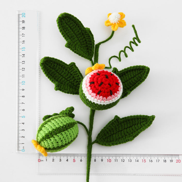 Creative Handcrafted Crocheted Fruit Flower Branches: Fruit Bouquet with Banana, Durian, Grapes, Loquat, and Starfruit