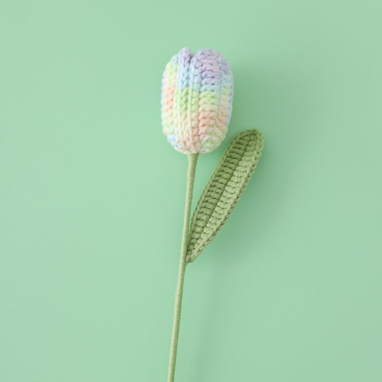 Fashionable Bouquet, Crocheted Gradient Tulip Flower Branches, Ideal for Photo Studios, Meetings, and Desktop Decorations