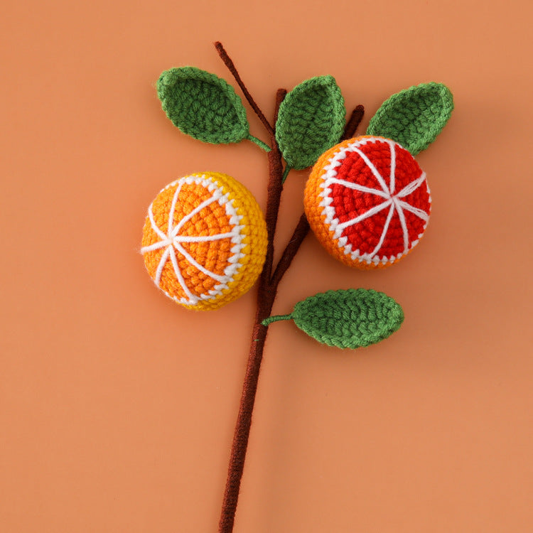 Creative Handcrafted Crocheted Fruit Flower Branches: Fruit Bouquet with Banana, Durian, Grapes, Loquat, and Starfruit