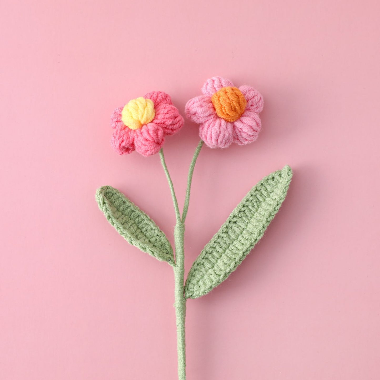 Trendy Instagram-style Double-Headed Yarn Crochet Puff Flower, Ready-Made Flower Branch, Planting Material, Art Flower Basket, Flower Arrangement, Birthday Gift