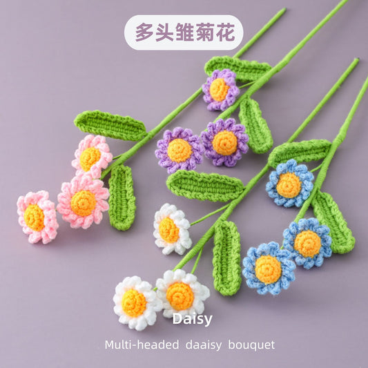 Symbolizing Hope, Multi-Headed Crocheted Daisy Flower Bouquet, Perfect for Students, Teachers, and Pure Love Blossoms