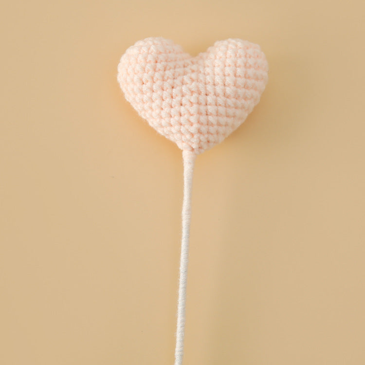 Crocheted Yarn Love Heart - Single Finished Piece, Ideal as a Birthday Gift, Match for DIY Bouquet Making, Perfect for Gifting to Your Girlfriend