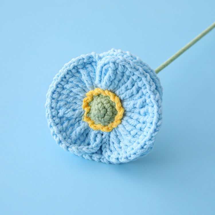 Mother's Day, International Women's Day, and Teacher's Day: Yarn Crocheted Bouquet with Poppy Flowers, Ready-Made Materials for Gifting Dreams and Expressing Gratitude