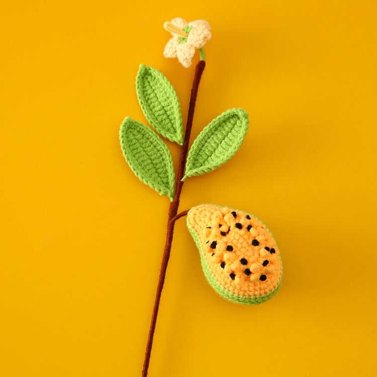 Creative Handcrafted Crocheted Fruit Flower Branches: Fruit Bouquet with Banana, Durian, Grapes, Loquat, and Starfruit