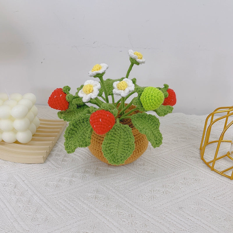 Crochet Sunflower Yarn Bouquet - Small Potted Handmade Forever Flower for Gifts & Decoration