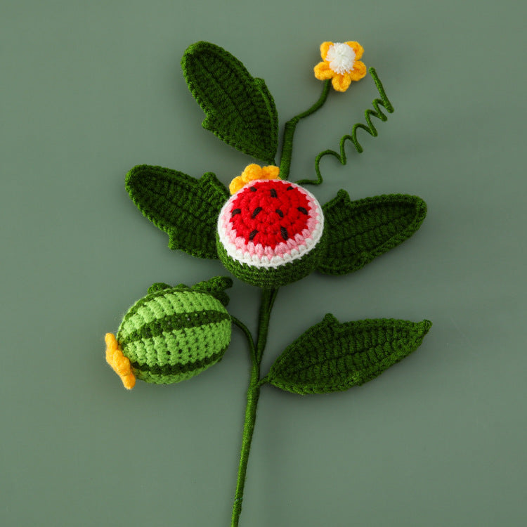 Creative Handcrafted Crocheted Fruit Flower Branches: Fruit Bouquet with Banana, Durian, Grapes, Loquat, and Starfruit