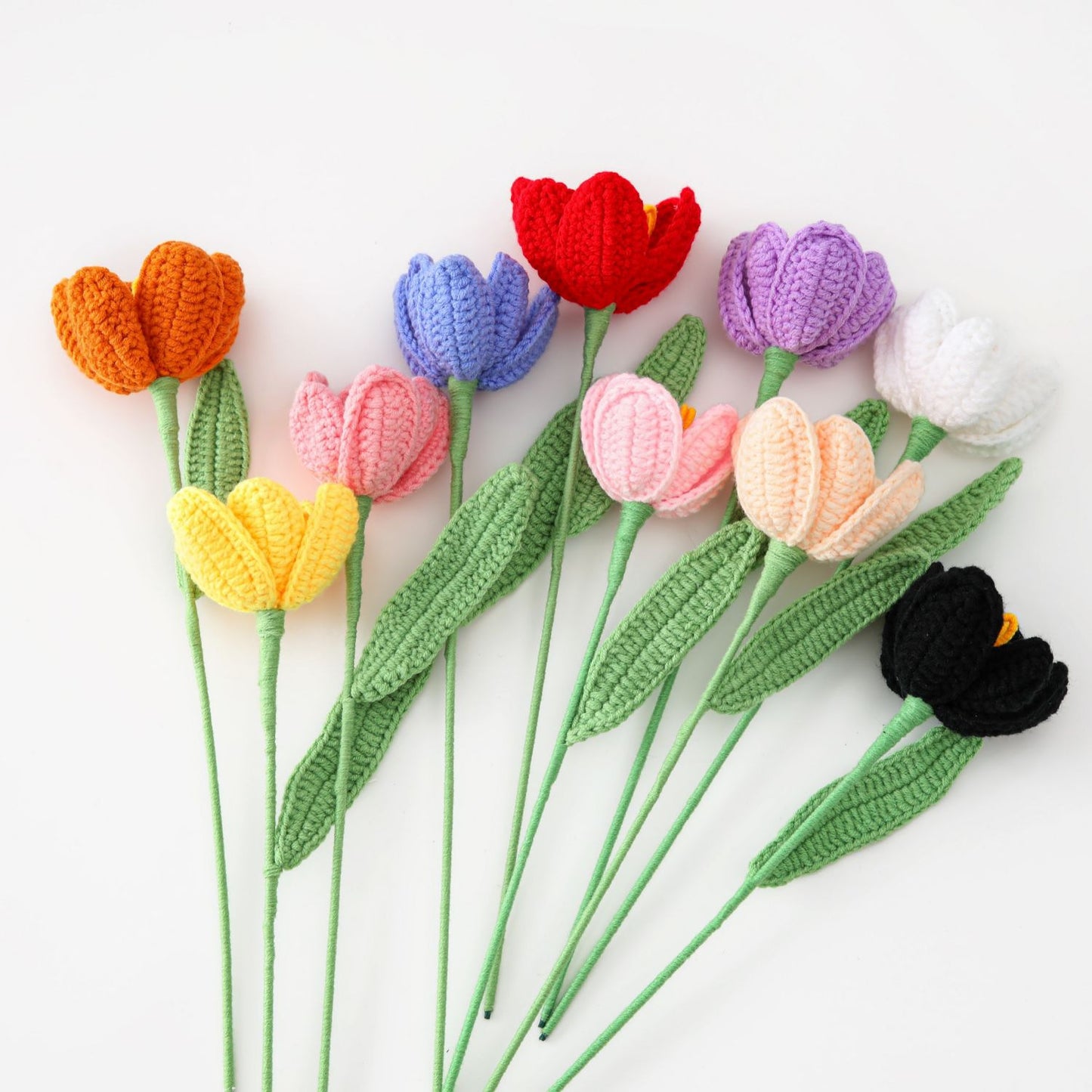 Mother's Day, Festival Crochet Blossoming Tulip Bouquet - Warm and Heartfelt Finished Flower Gift