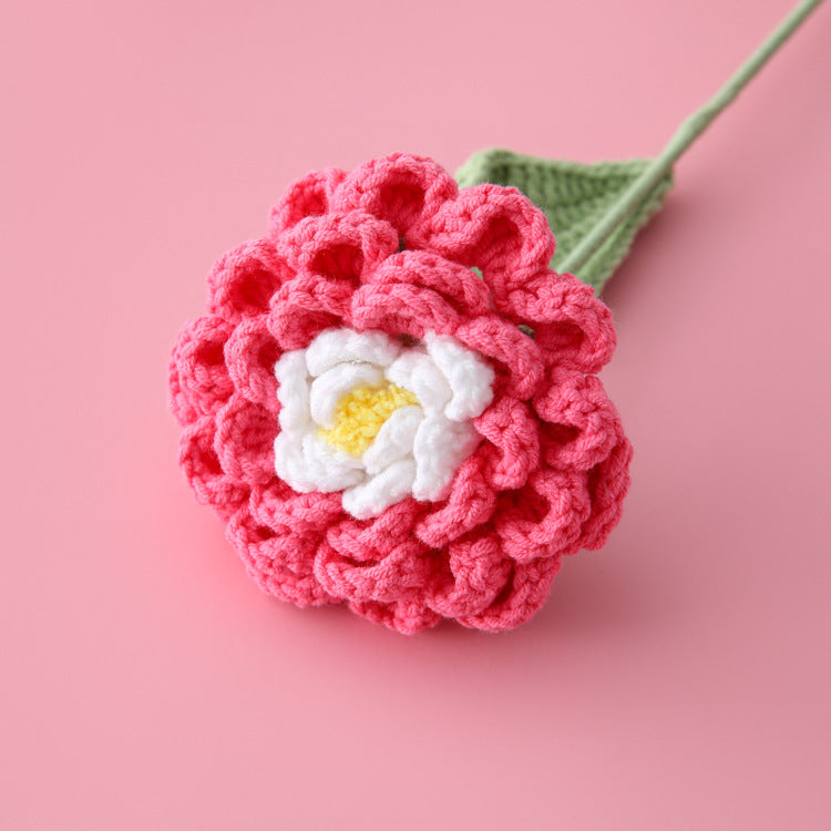 Artistry, Yarn Peony Flower Branches - Perfect Finished Product for Mother's Day, Teacher's Day, and Souvenir Gifts