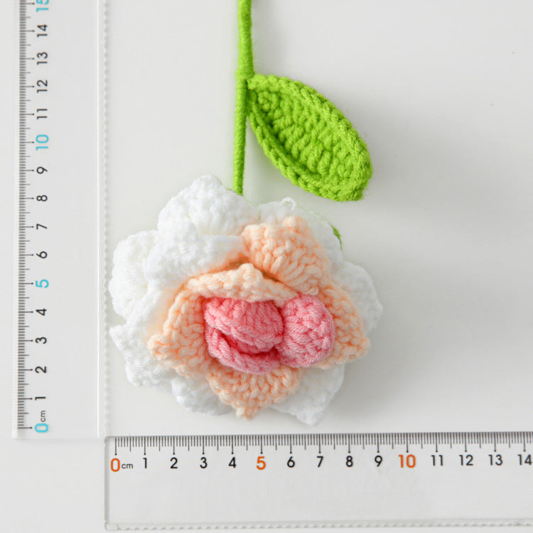 Creative Handcrafted Finished Crocheted Wool Eternal Flower - Gradient Color Pointed Rose Artificial Flower Bouquet for Flower Shop Wholesale